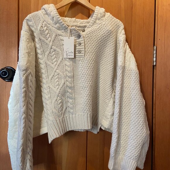 Pol Quilting Patch Cable Knit Jacket Womens Sz M New with Tags - Picture 2 of 10